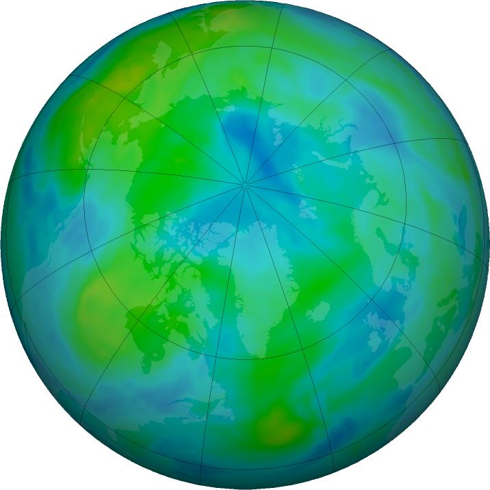 Arctic ozone map for 05 October 2023